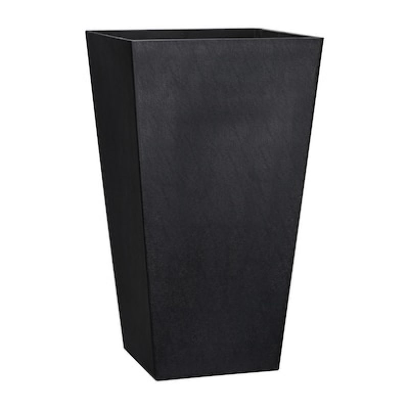 allen + roth square 11.3-in w x 11.3-in l x 20.87-in h black recycled plastic indoor/outdoor planter