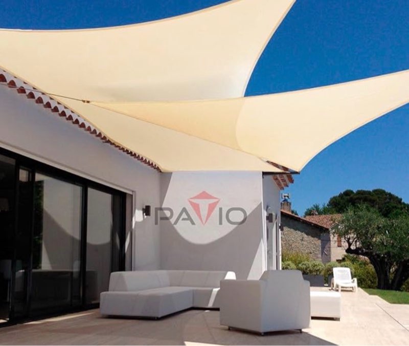 patio paradise 24' x 24' x 24' sun shade sail triangle canopy shade cloth fabric sunlight block patio pergola cover hdpe deck awning for outdoor backyard roof shading, beige