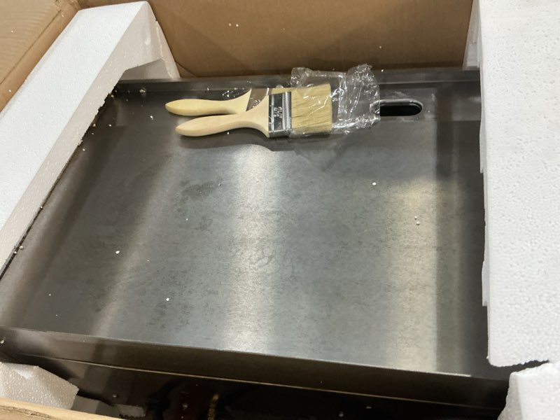 Condition photo showing As Is for 18’’ commercial electric griddle - electric cast iron griddle w/stainless steel material and non-stick, 110v commercial griddle w/ 1/2" thick iron cooking plate for indoor and restaurant 18 inch