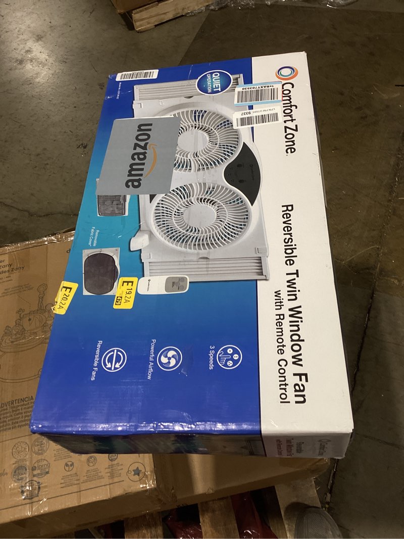 Condition photo showing Good Condition for comfort zone 9   reversible twin window fan with remote control  white