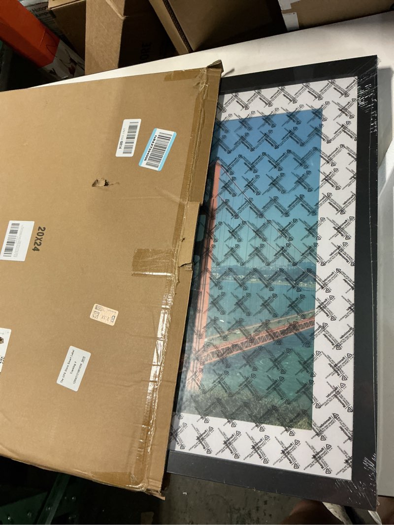 Condition photo showing New/Like New for pealsn 20x24 picture frame, display pictures 16 x 20 with mat or 20 x 24 without mat for wall mounting display, poster frames, black. black 20x24