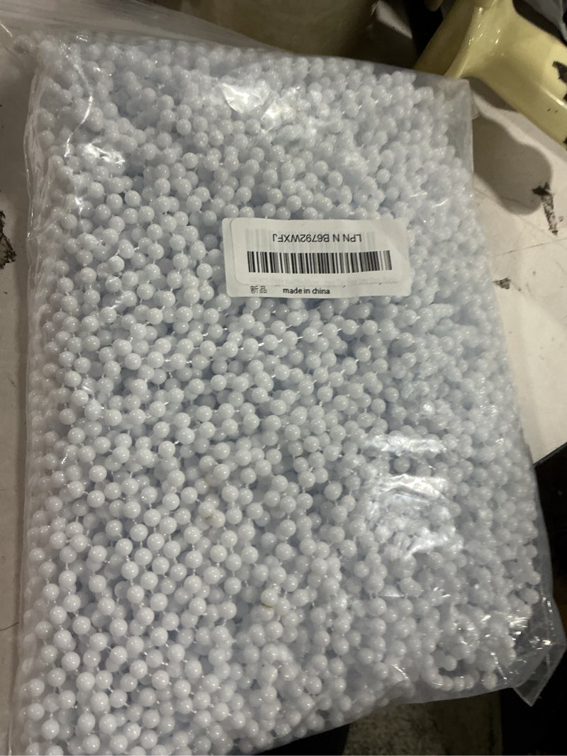 Condition photo showing Good Condition for 100 pcs white bead necklaces, 33" white mardi gras beads, christmas beads necklaces, 4th of july beads necklaces, parade throws accessories for christmas independence day new year party favors white round