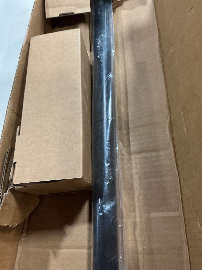 Condition photo showing As Is for ivilon drapery treatment window curtain rod - square design 1 1/8 rod. 48 to 86 inch. black 48 to 86 in.