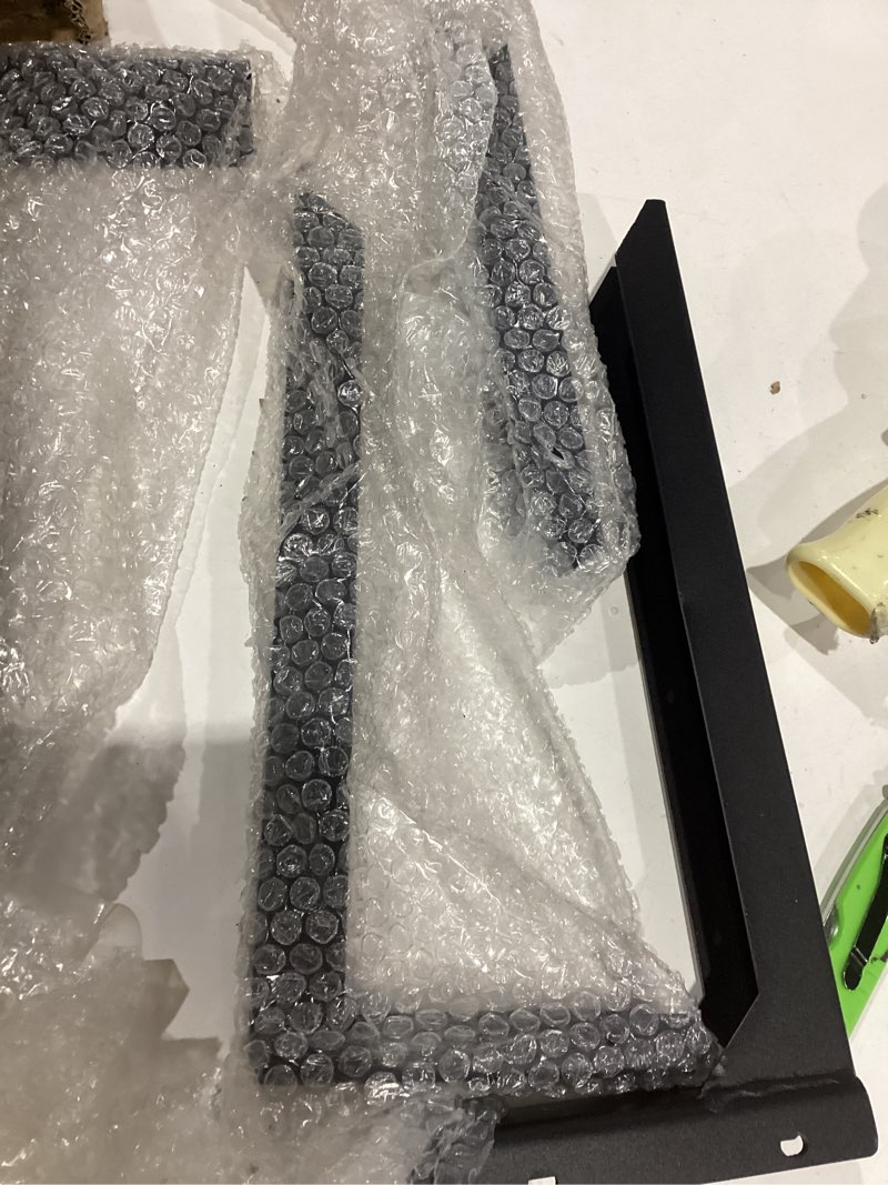 Condition photo showing New/Like New for wall mounted storage shelves w black metal frame