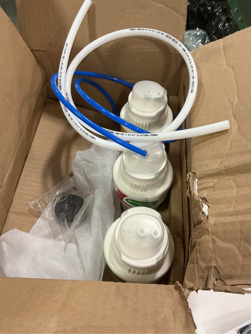 Condition photo showing Good Condition for Aquasana Under Sink Water Filter System - Reduces PFAS, Lead, & Chlorine in Drinking Water - Under Counter Claryum Filtration for Kitchen - 3-Stage Max Flow - Brushed Nickel Faucet - AQ-5300+.55 Brushed Nickel 3 Stage Max Flow