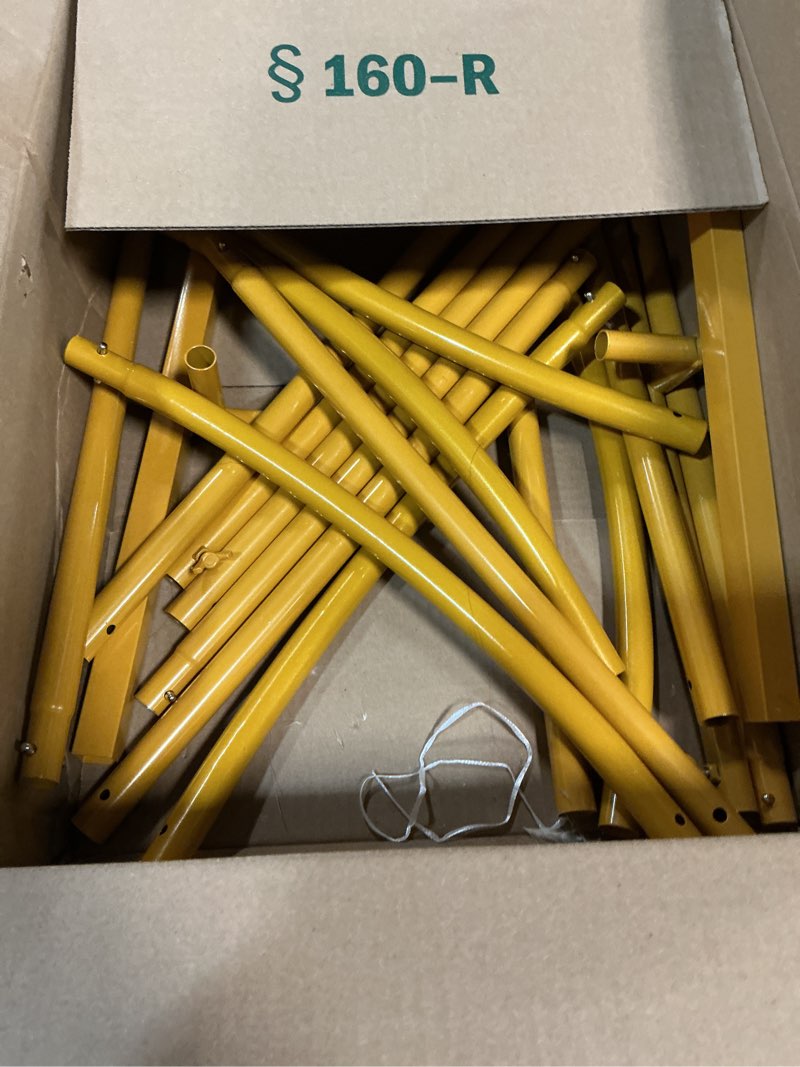 Condition photo showing As Is for 7.2FT Arch Backdrop Stand for Party, Wedding Arch Stand for Ceremony Birthday Party Baby Showers Photo Booth Easy Assembly Supports Flowers Balloons and Decor,Gold