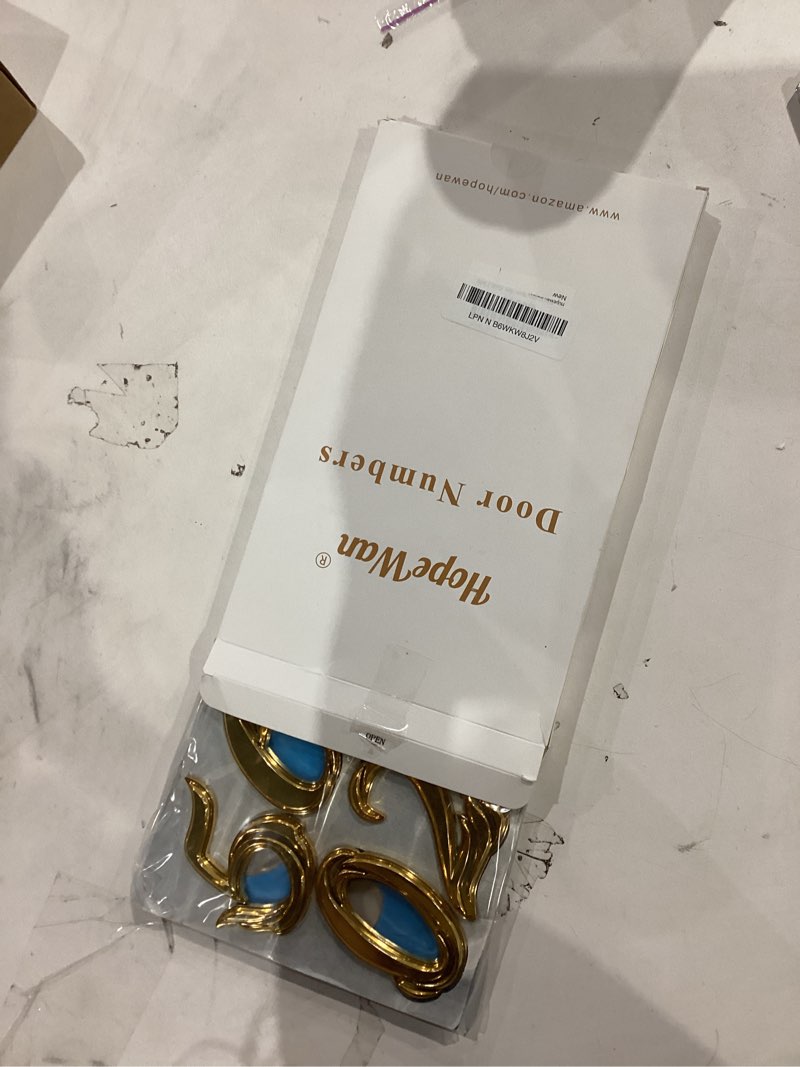 Condition photo showing Good Condition for Mailbox Numbers, 3 Inch House Door Numbers Stick on Apartment Office Hotel Home Room Doors or Decor Project for Address Sign, Gold Metal Shinny, Pack of 2 Sets. (Gold, 2 Sets) Gold 2 Sets