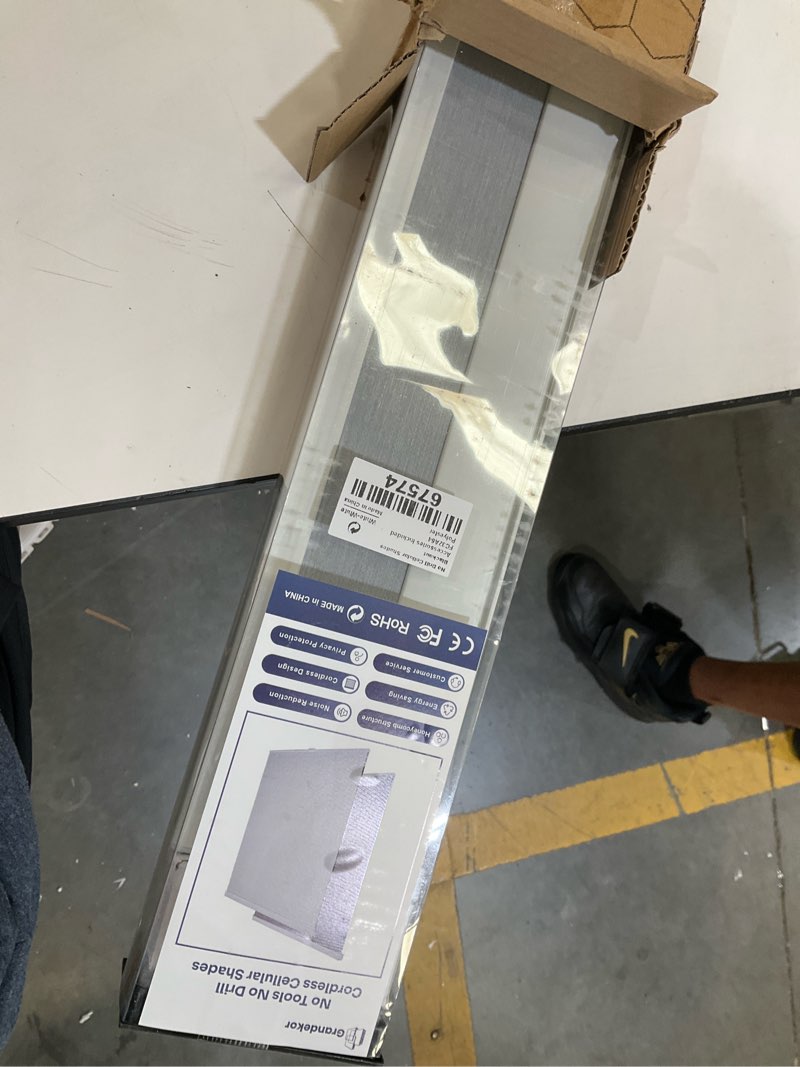 Condition photo showing Good Condition for grandekor no tools no drill cordless cellular shades,32" w x 64" h,blackout honeycomb blinds for indoor windows,uv protection privacy no drill blinds for home,door,white white-white(blackout) 32"w x 64"h
