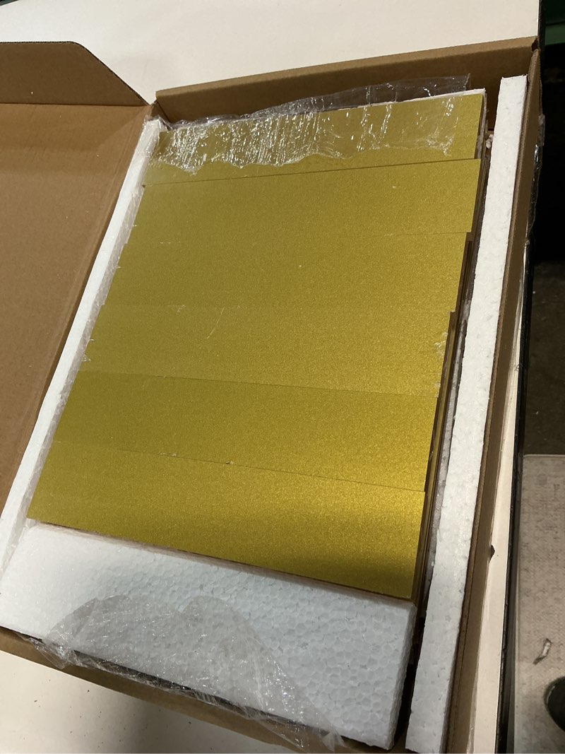 Condition photo showing Good Condition for floroom 6 pack 8.5x11 inch clear acrylic sign holders, double-sided gold display stand picture frames for table numbers, menus, flyers, weddings, and offices 8.5" × 11"