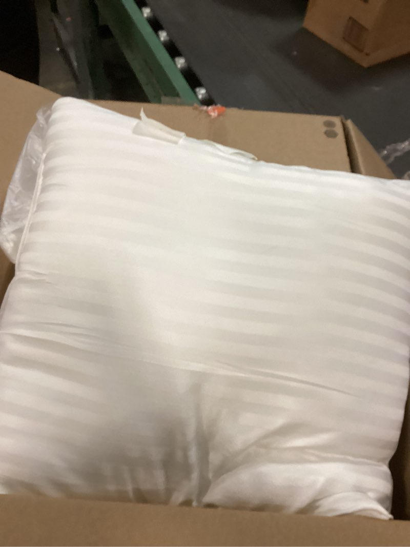 Condition photo showing As Is for Pillow Insert Set of 4, Soft Virgin Microfiber Square Throw Pillow Inserts for Living Room, Couch Bed Pillows, Down Alternative Filled, 18x18 Inch(45x45cm White White 18x18 Inch (Pack of 4)