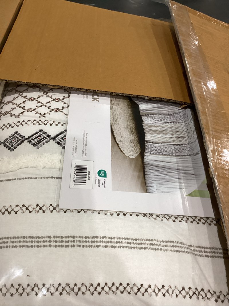 Condition photo showing Good Condition for INK+IVY Comforter for Queen Size Bed, Chenille Tufted, Breathable Cotton Comforter Set Queen, All Season Modern Boho Comforter with Farmhouse Bedding Flare, 2 Matching Shams, Queen Ivory 3 Piece Comforter Set Full/Queen Ivory