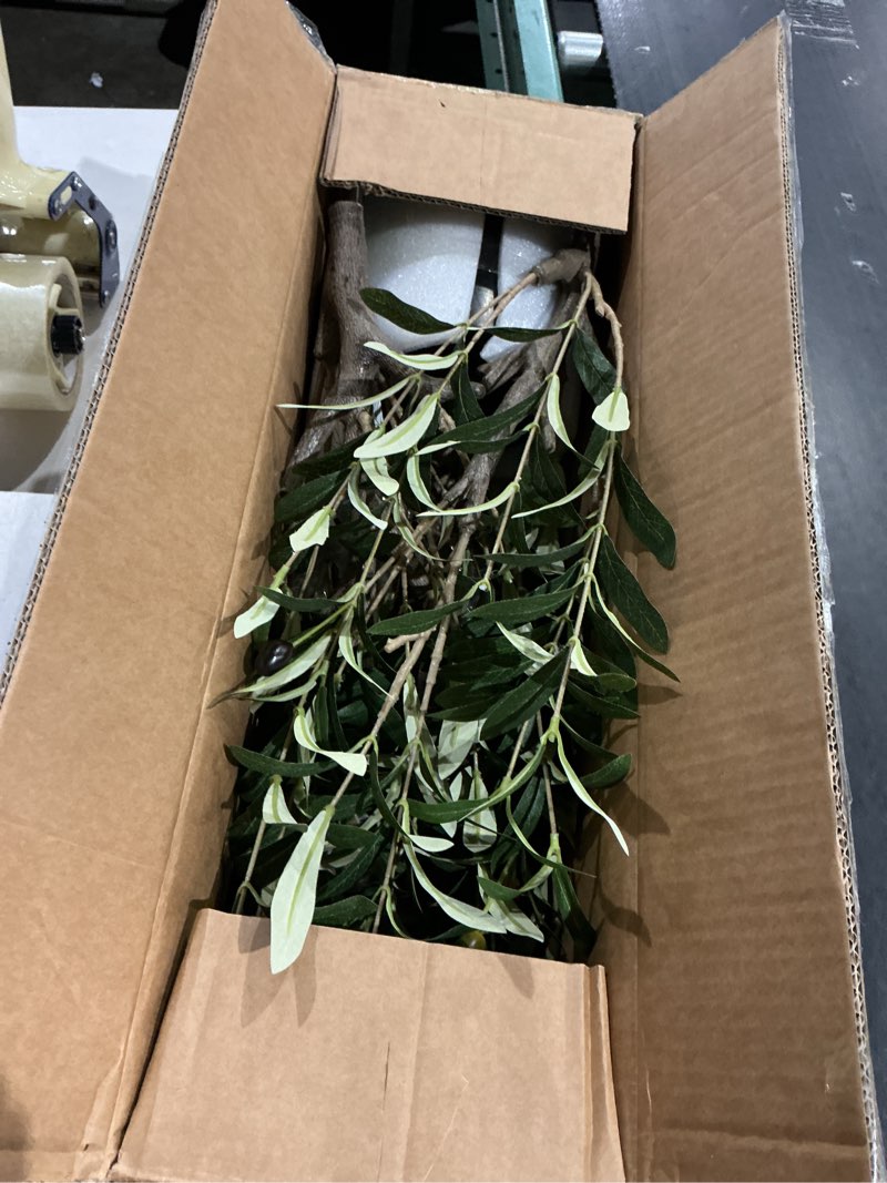 Condition photo showing New/Like New for treetrip olive tree artificial indoor, 6 ft faux olive trees with planter, fake tall plants with natural trunk and lifelike fruits for home office decor(1, 6ft)