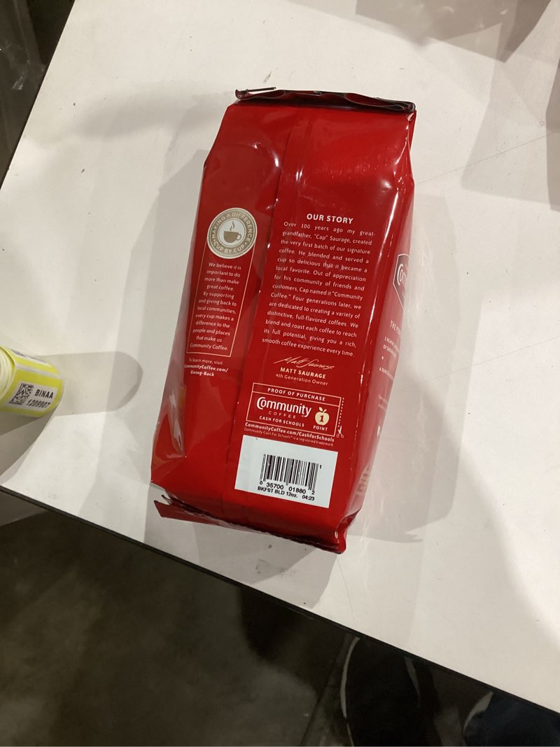 Condition photo showing New/Like New for Community Coffee Breakfast Blend Whole Bean Coffee, Medium Roast, 12 oz Bag (Pack of 1) Breakfast Blend 12 Ounce (Pack of 1)