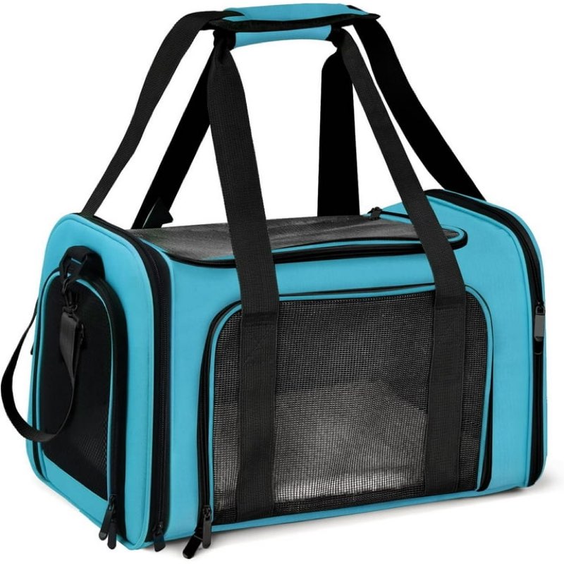 henkelion cat, dog carrier for small medium cats puppies up to 15 lbs, tsa airline approved carrier soft sided, collapsible travel puppy carrier - grey