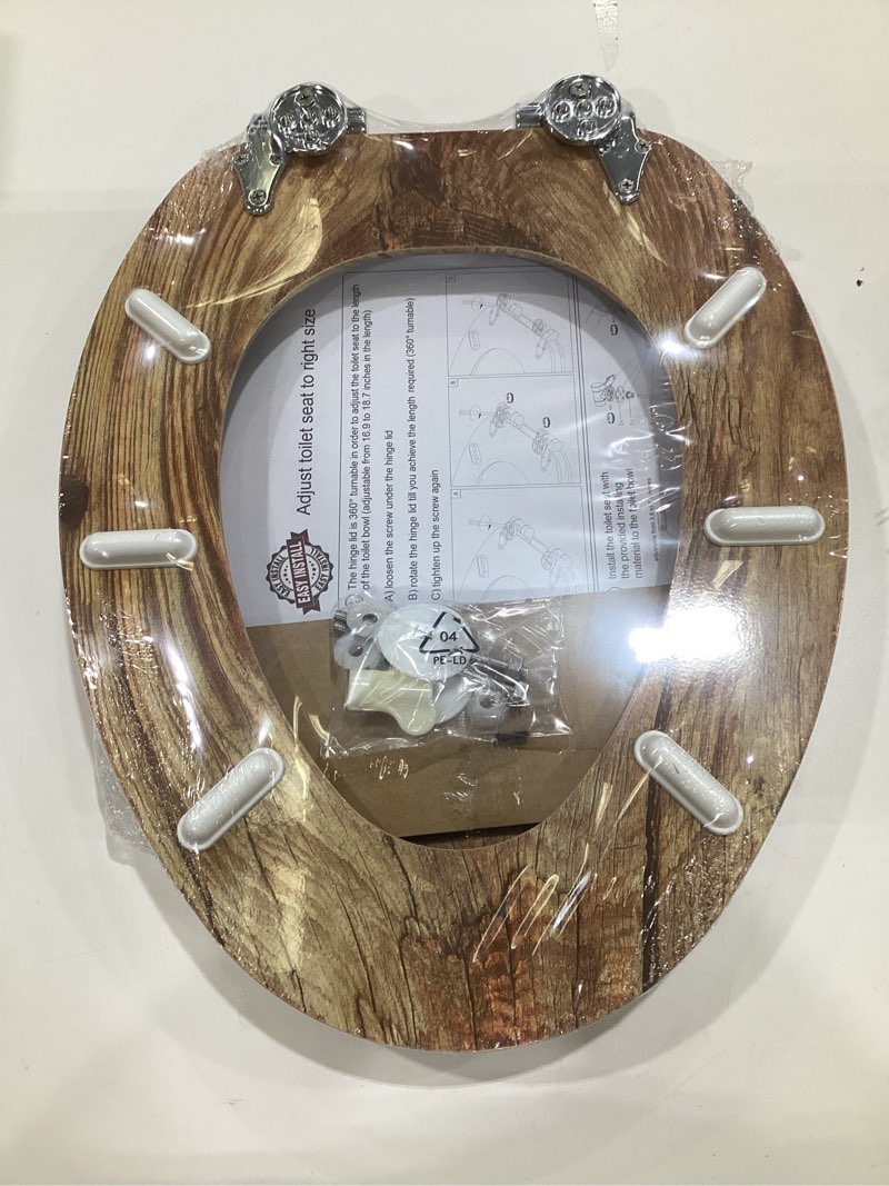 Condition photo showing Good Condition for angol shiold elongated toilet seat molded wood toilet seat with quietly close and quick release hinges, easy to install also easy to clean (elongated, board) board elongated-18.5”