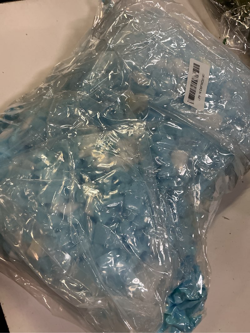 Condition photo showing Good Condition for 10lbs shredded memory foam filling bean bag filler, added gel particles comfortable and soft,very suitable for filling bean bags, pillows,dog beds, sofa mats blue white 10 lbs