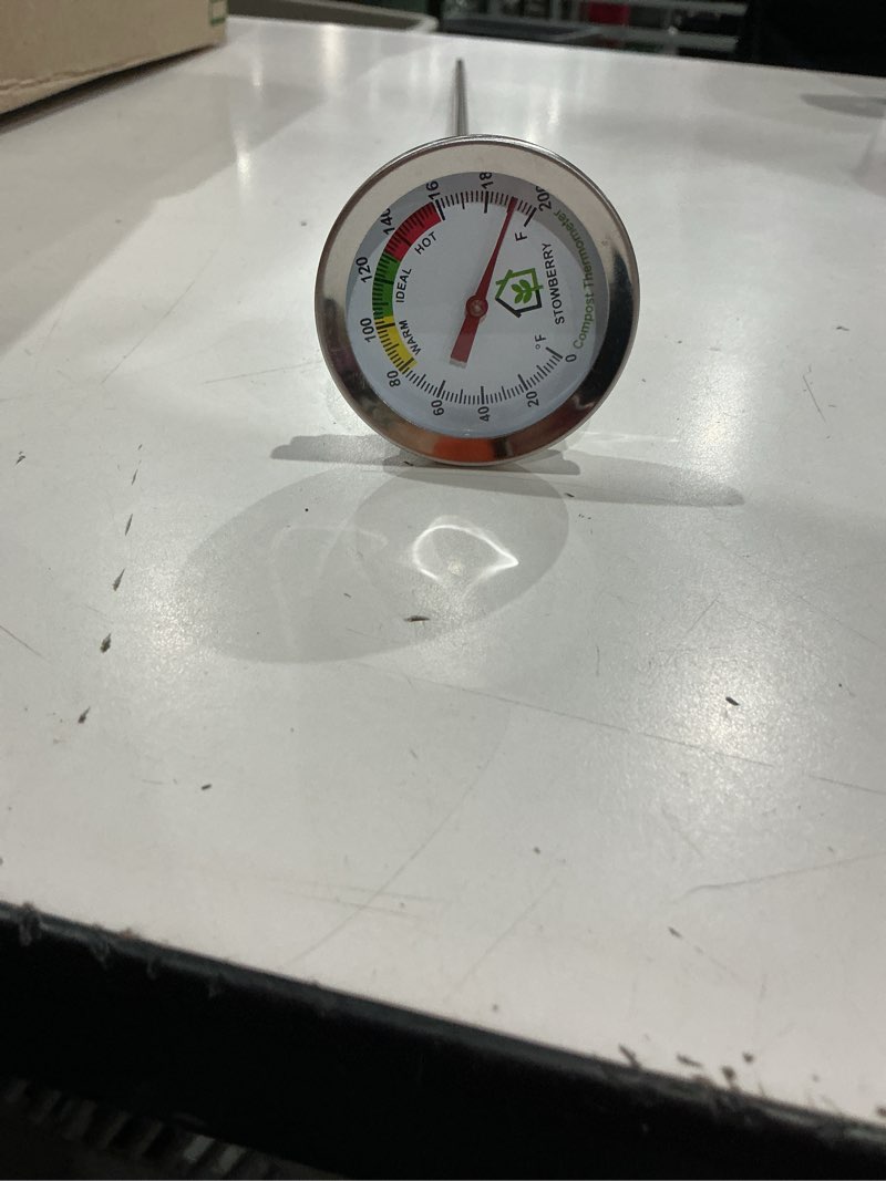 Condition photo showing As Is for outdoor soil and compost thermometer with temperature gauge