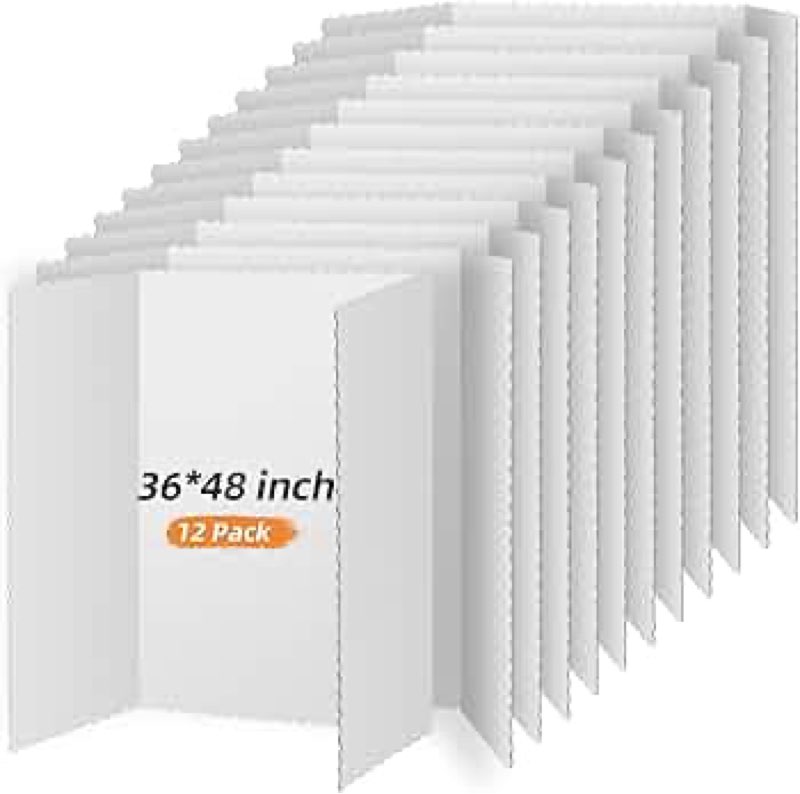 SATINIOR 12 Pcs Trifold Poster Board Presentation Boards Plastic Tri Fold Board Bulk Science Fair Photo Display Boards for School Projects, Pictures, Exhibitions(white,36" x 48")(36" X 48",White)