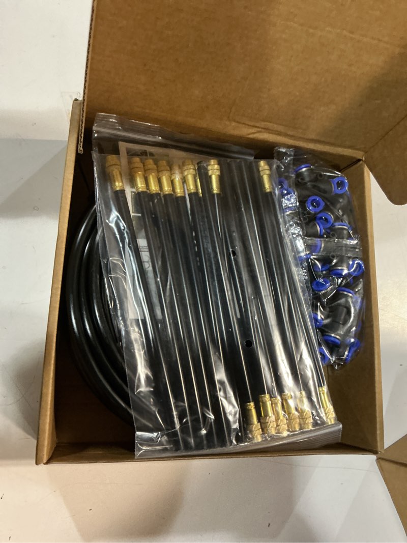 Condition photo showing New/Like New for 33FT Drip Irrigation System for Garden,Garden Watering System with 10 pcs Adjustable Nozzles,Greenhouse Accessories and Irrigation Tools?Sprinkler for Yard?Lawn?Plants?5/16 inch Hose 30FT