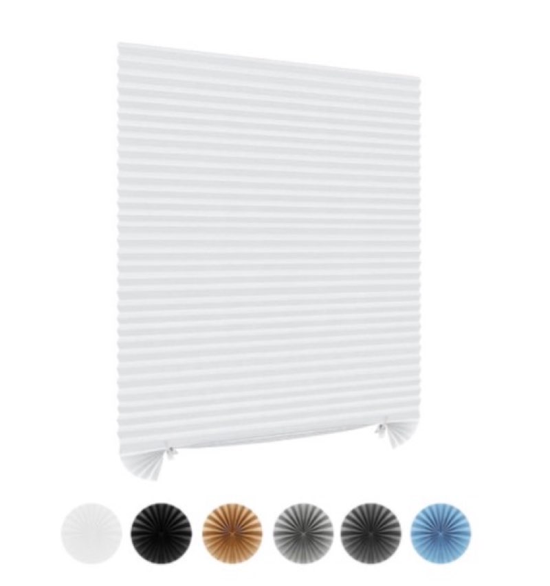 Window Blinds Cordless No Drill Cut to Size Clip On Stick On Self Adhesive Temporary Blinds Pleated Paper Blinds for Windows Doors Shades for Home Nursery Bedroom Kitchen Bathroom