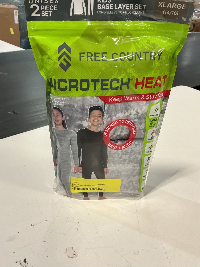 Free Country Youth Unisex 2 Piece Base Layer Long Sleeve and Pant Set (XLARGE 14/16)