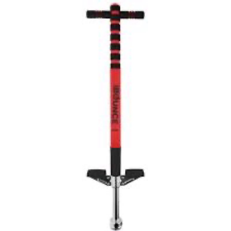 new bounce pogo stick easy grip sport edition, ages 5-9 - 40 to 80 lbs - black and red