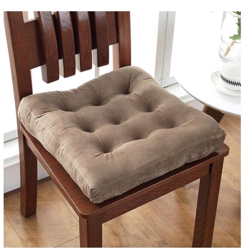 vctops velvet solid chair pad super soft plush washable square seat cushion for kitchen dining room (lightcoffee,18" x 18")