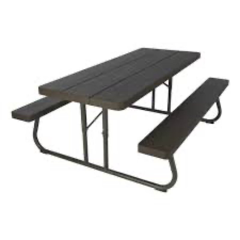 lifetime 60105 wood grain picnic table and benches, 6 feet