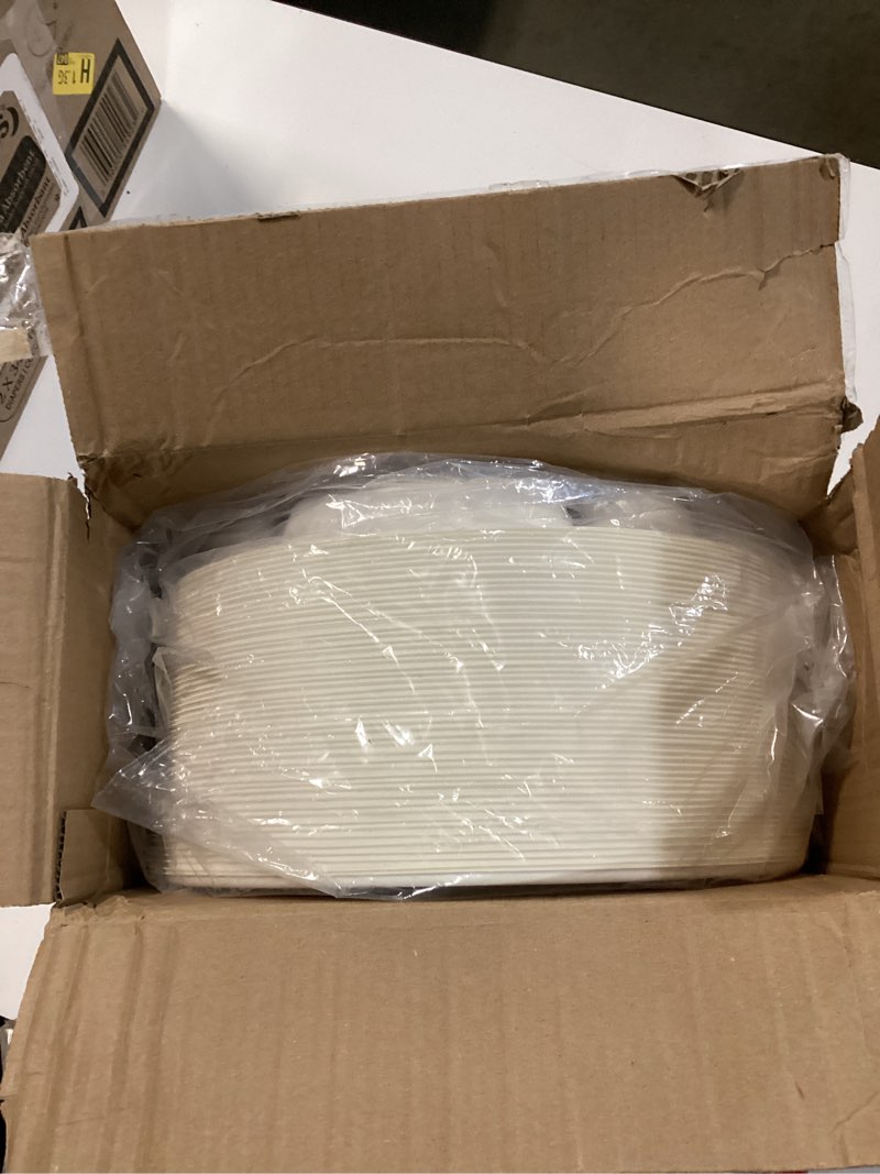 Condition photo showing New/Like New for rani 9 compartment round biodegradable divided plates, pack of 50 ~ party, thali, buffet | disposable & eco-friendly | heavy-duty sturdy paper bagasse | premium quality | 12.44" diameter 1.38" height 9 compartment round 50ct