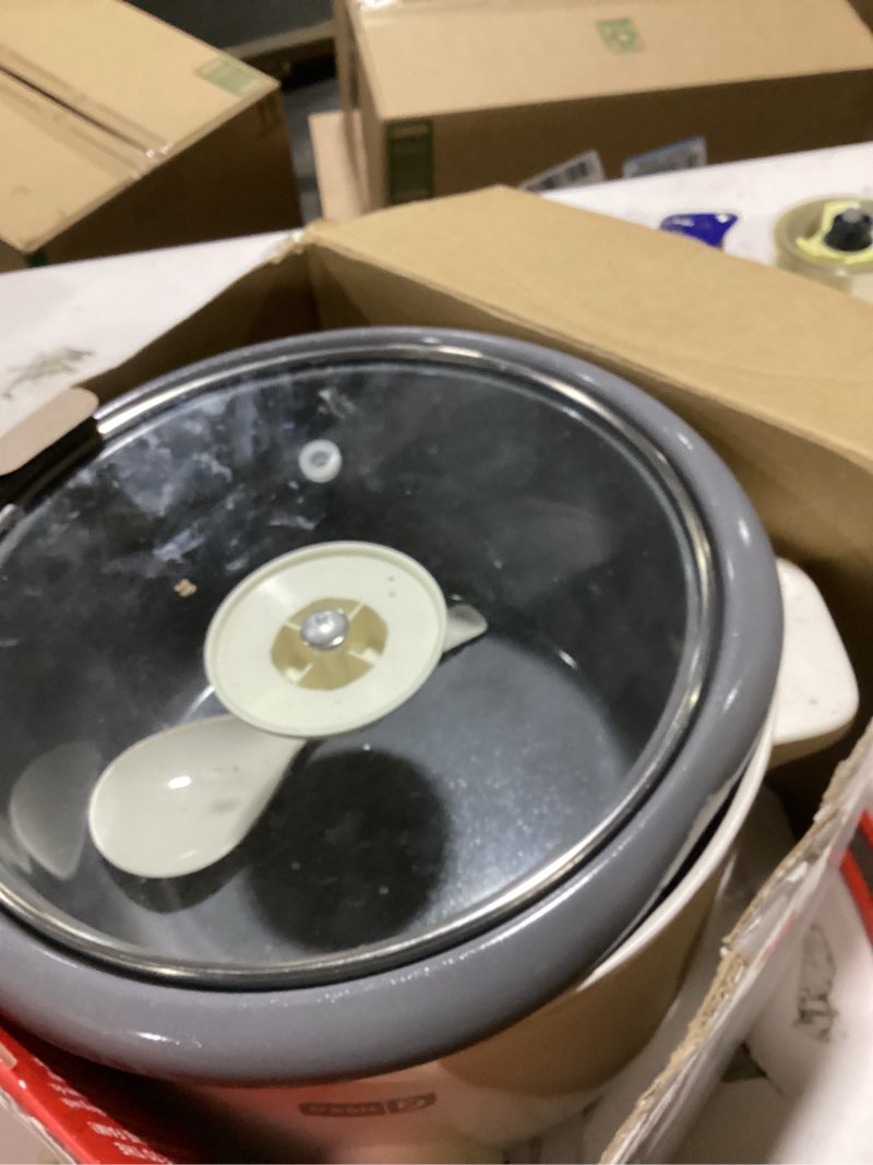Condition photo showing As Is for dash family sized rice cooker - large-capacity rice cooker - features ceramic, nonstick surface & keep warm function - great for convenient meal prep & family meals - 20-cup capacity family sized rice cooker cream