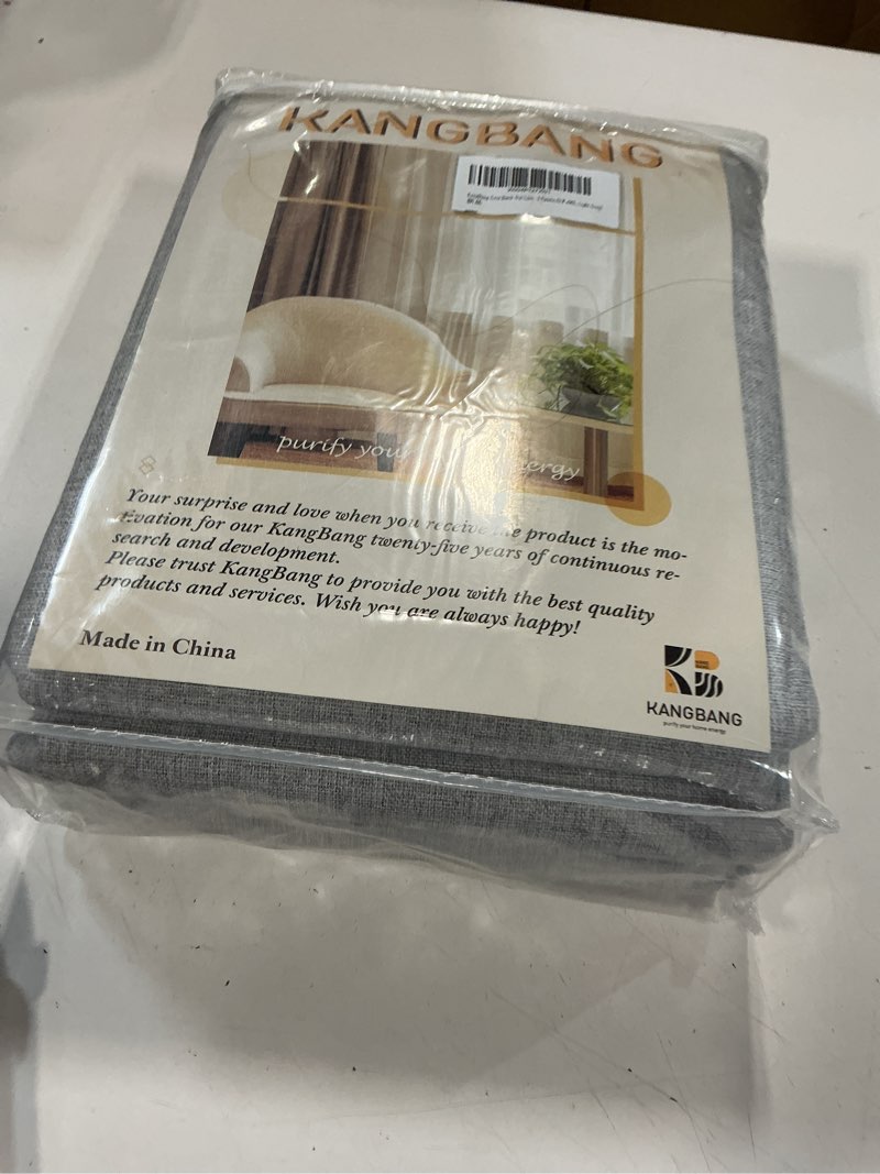 Condition photo showing New/Like New for kangbang grey black out linen curtains 96 inches long, pinch pleated blackout drapes for living room office with hooks track system, aesthetic boho vertical home decor(2 panels,42wx96l, light grey) light grey 42"w x 96"l (pack of 2)