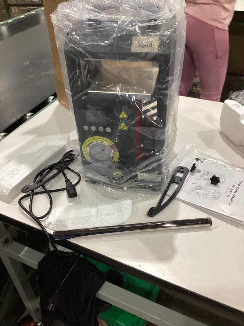 Condition photo showing As Is for 10 tons hydraulic heat press machine with dual heating plates 6x6 inches 10t portable manual heat pressing machine with smart lcd screen