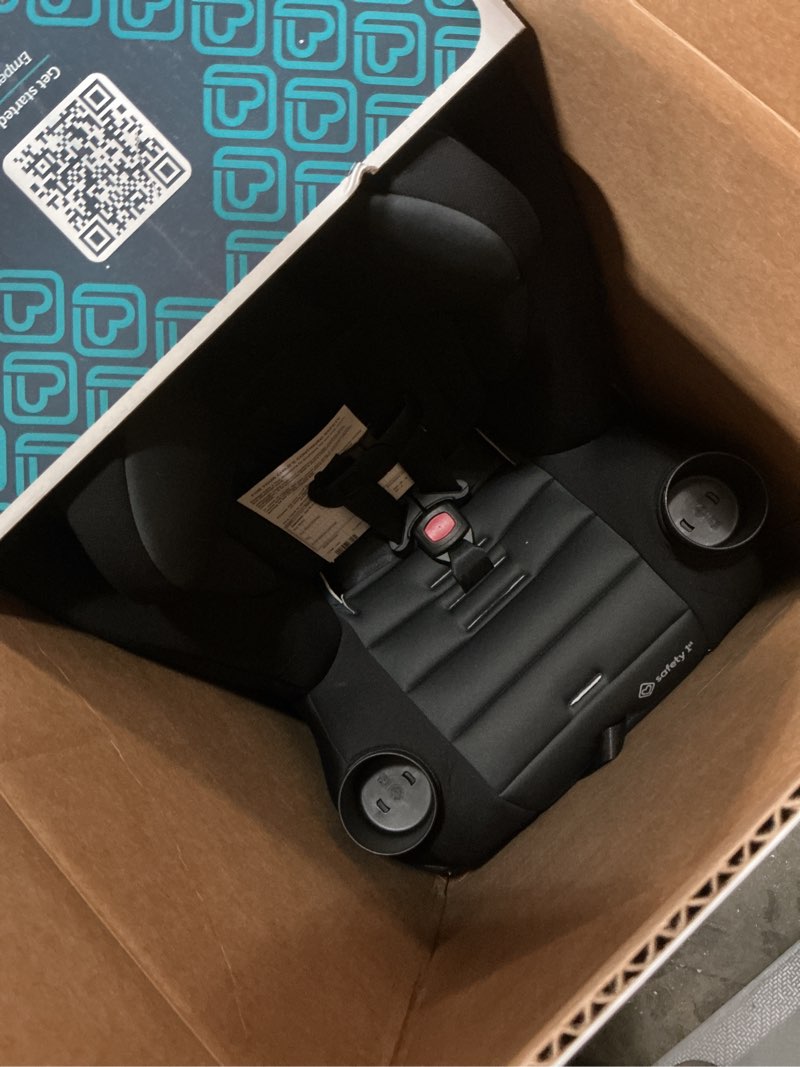 Condition photo showing As Is for safety 1st ellaris 3-in-1 convertible car seat, slim fit design, rear & forward-facing, 5-position headrest, 3-across fit, travel-friendly with machine-washable seat pad, smokey haze