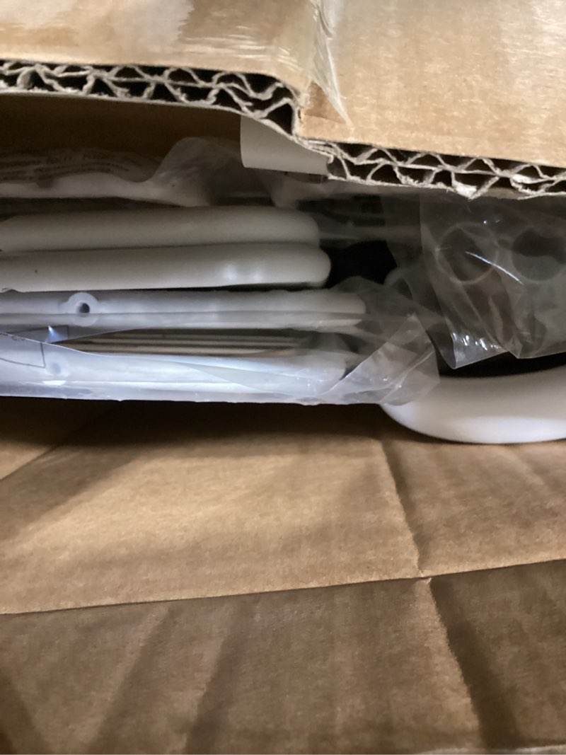 Condition photo showing Good Condition for Tajsoon Laundry Cart with Hanging Rack, Metal Laundry Basket with Wheels, Laundry Hamper with Storage Basket and Shelf, Rolling Laundry Cart with Wheels, White