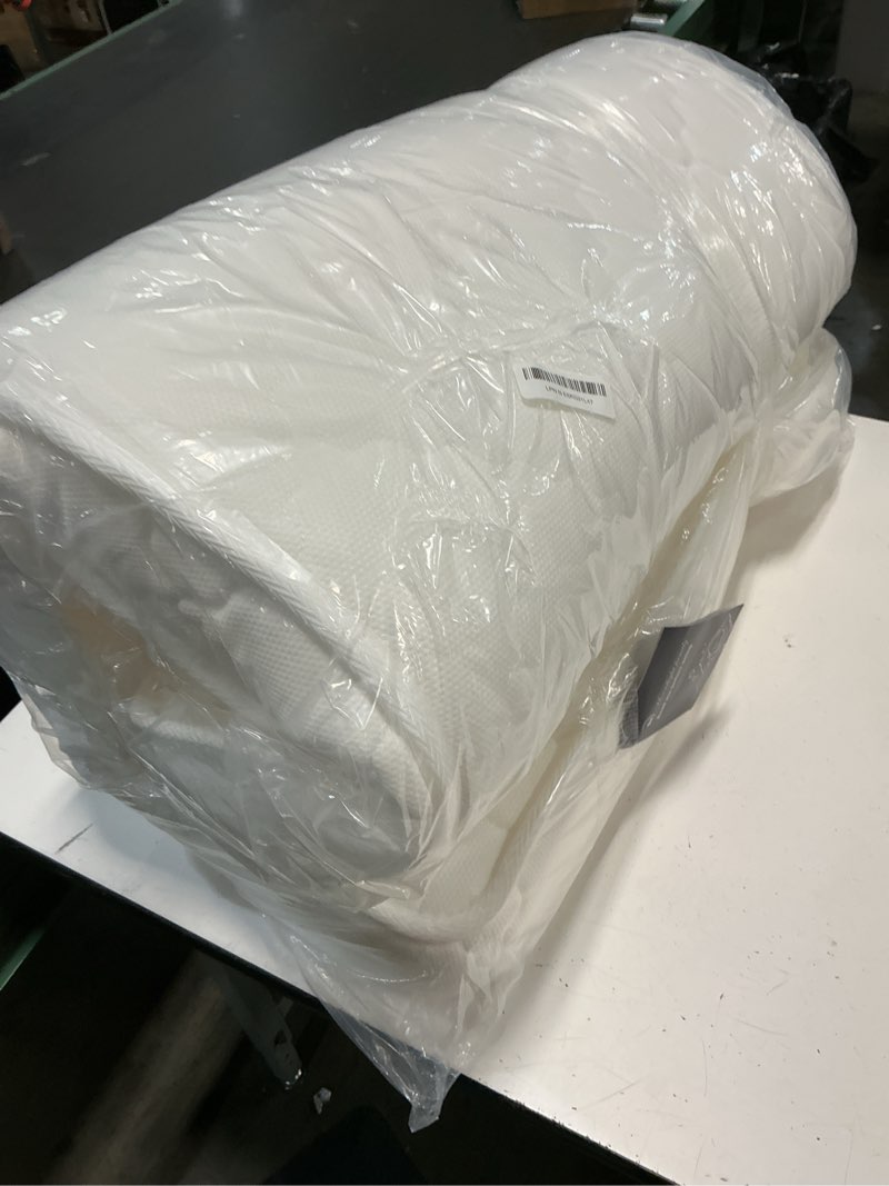 Condition photo showing As Is for 5x52x27.5 toddler mattress, medium firm with high density foam, edge reinforced, odorless and steady, certipur-us, pure white 01-pure white