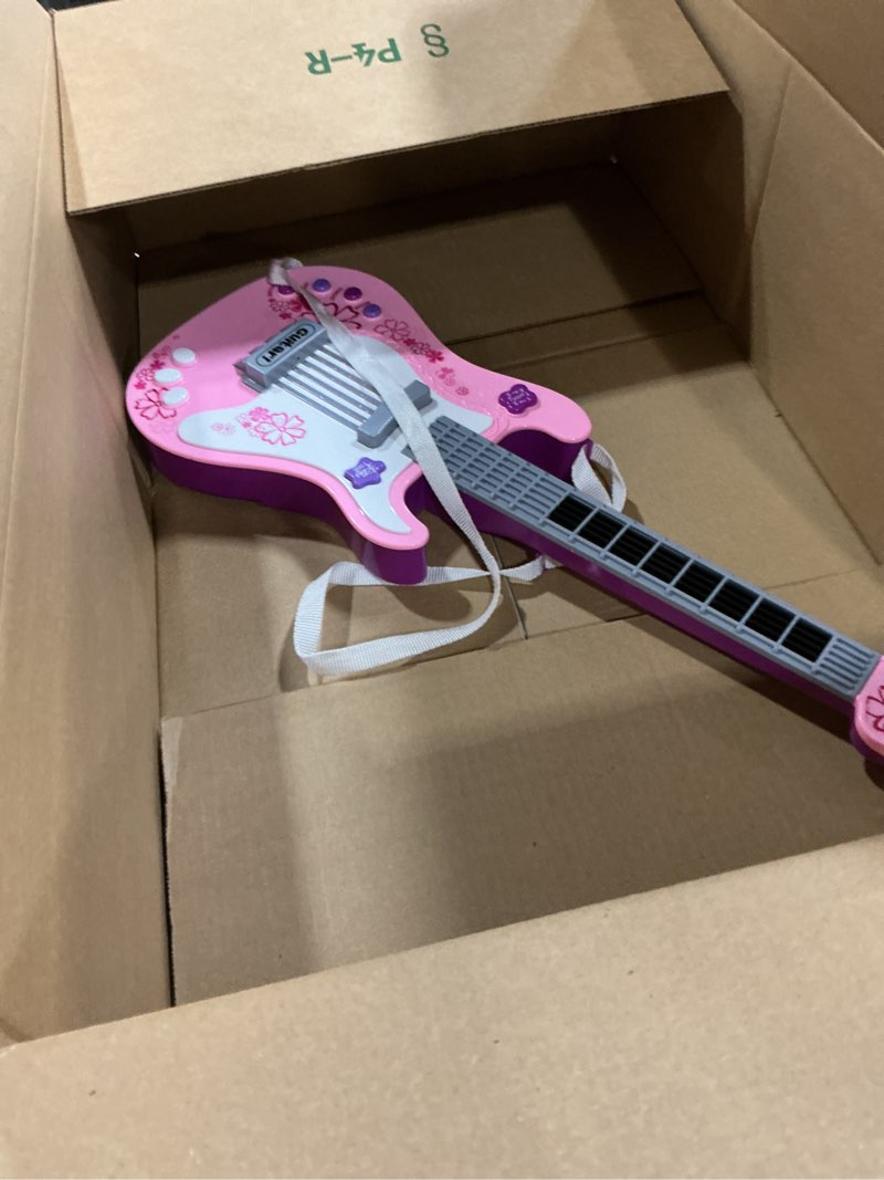 Condition photo showing As Is for kids toddler baby childrens electric toy guitar with strap ideal for 3 4 5 7 8 year old boys girls gifts(pink)