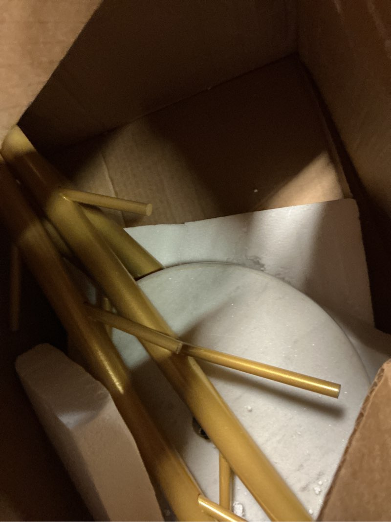 Condition photo showing As Is for durmmur heavy duty coat rack with natural marble base, freestanding metal coat stand with 8 hooks, modern stable coat hanger tree for bags, jacket, clothes, and hats, gold metal