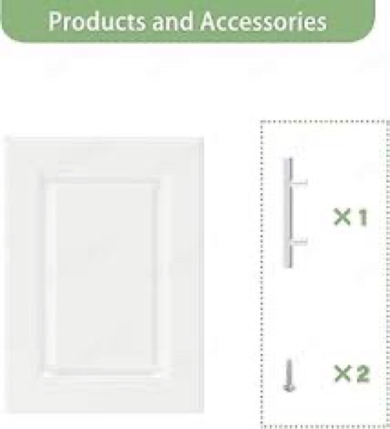 Cinnvoice 2 Pcs 16.25" W x 22.5" H White Pine Kitchen Cabinet Door Replacement with 4 Pcs Cabinet Hi
