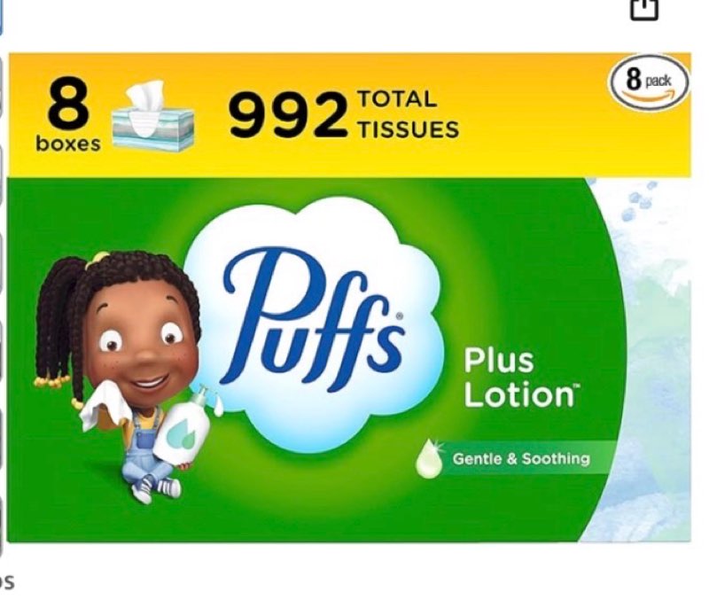  Puffs Plus Lotion Facial Tissues, 8 Family Boxes, 124 Facial Tissues per Box, Allergies and Colds
