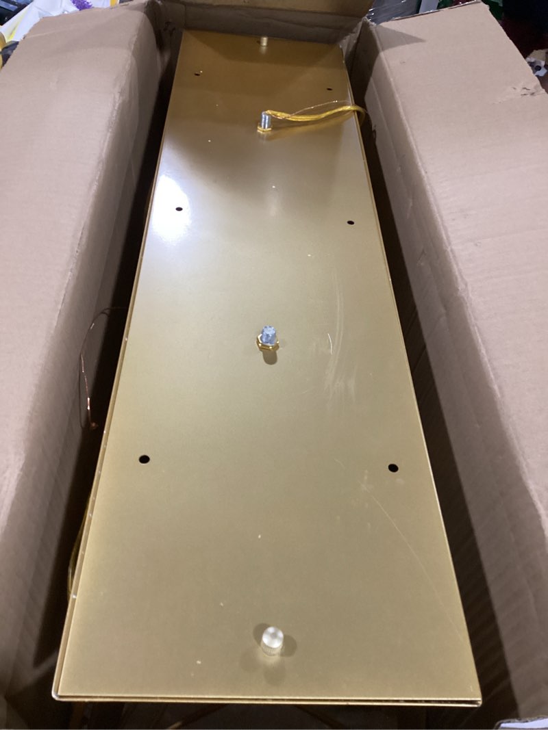 Condition photo showing Good Condition for q&s modern farmhouse chandelier light fixtures,5-lights gold linear industrial light fixtures for kitchen island bar dining table ul listed gold-5