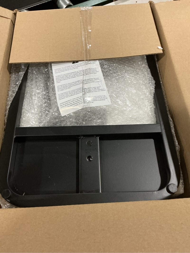 Condition photo showing As Is for kitstorack tv tray table, adjustable height & rounded metal corners, snack table for couch, sofa, bed, chair, living room, c shaped end side table for eating, dinner or laptop, small spaces, black black standard