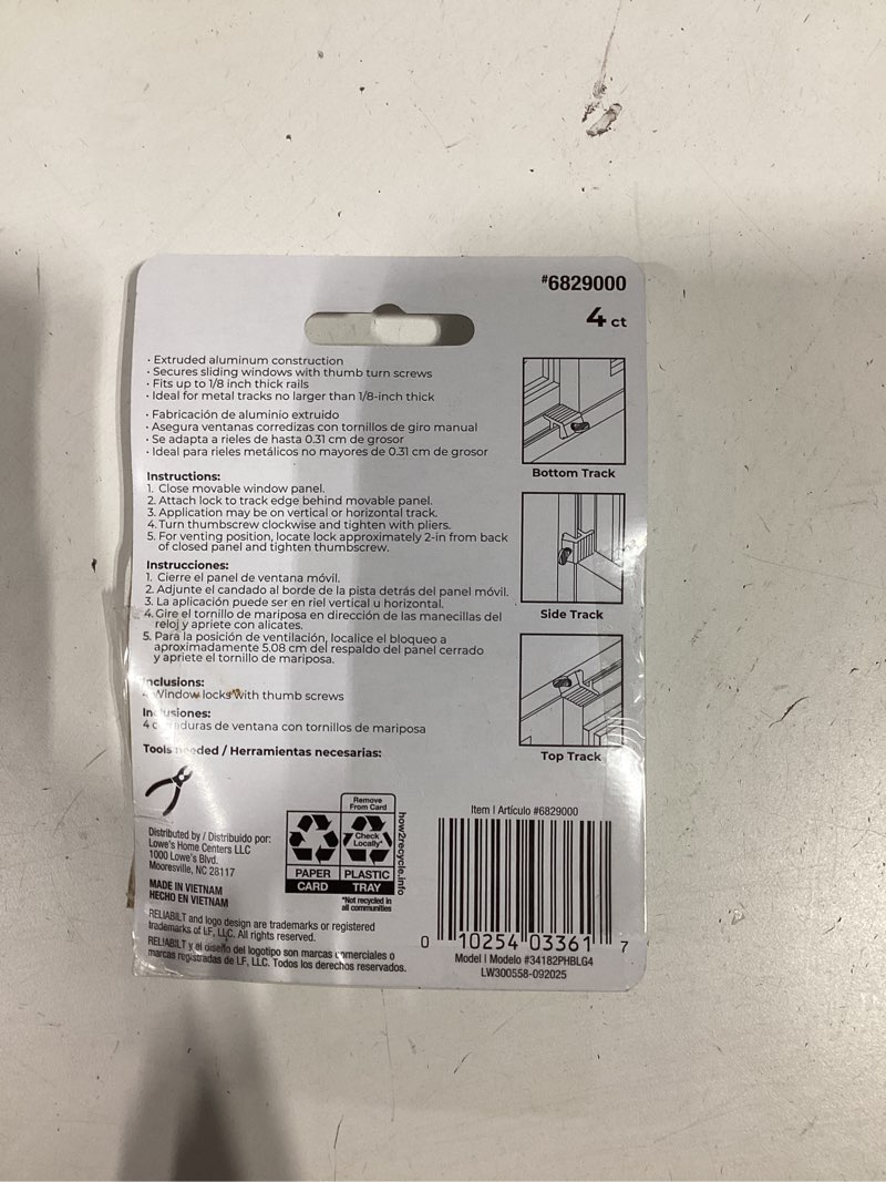 Condition photo showing Good Condition for reliabilt 1-in white steel window lock 4 -pack