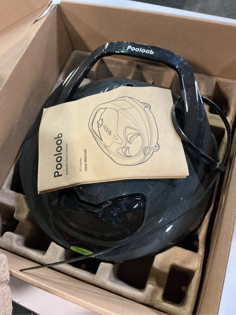 Condition photo showing Good Condition for pooloob pf1 cordless pool vacuum cleaner robot: 150 min runtime, triple layer filtration, floor only cleaning for above/in ground pools up to 1345 sq.ft, includes floating buoy with 8ft tether