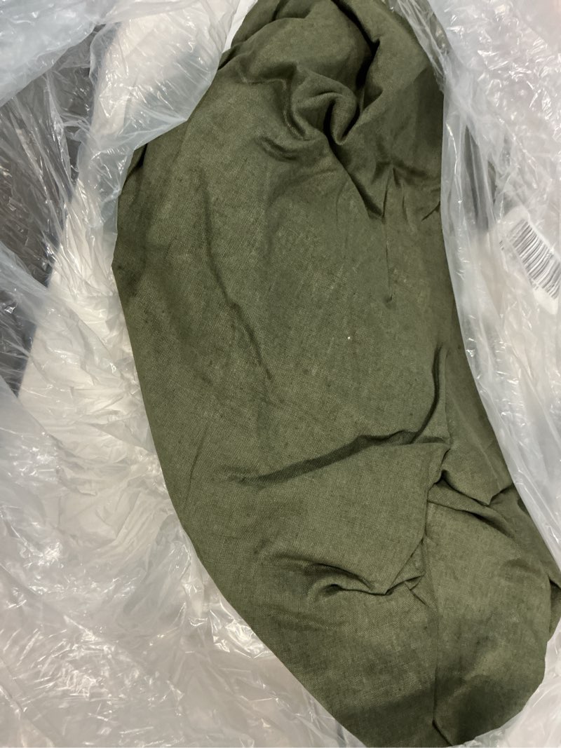 Condition photo showing As Is for quince european linen true blackout curtain - single panel, 96x120, hunter green