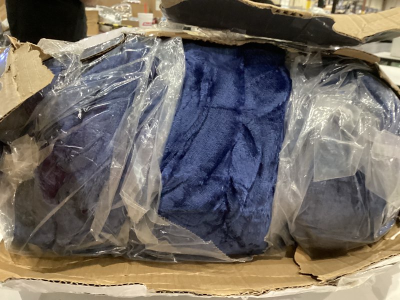 Condition photo showing As Is for jkmax heated electric blanket king size - 100"x90" flannel heating blanket with 10 heating levels & 5 time settings over-heat protection, winter warmer for adults with etl certification?navy blue? navy blue 100x90