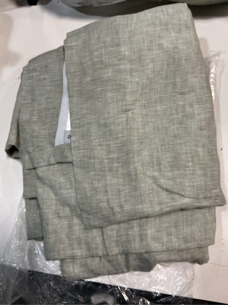 Condition photo showing Good Condition for quince european linen room darkening curtain, 48x84, sage single panel