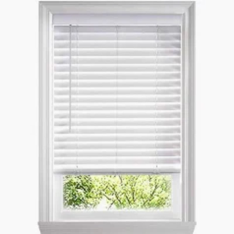 DEZ FURNISHINGS Cordless 2" Signature Faux Wood Blind, 44.5" W x 60" H, Embossed White