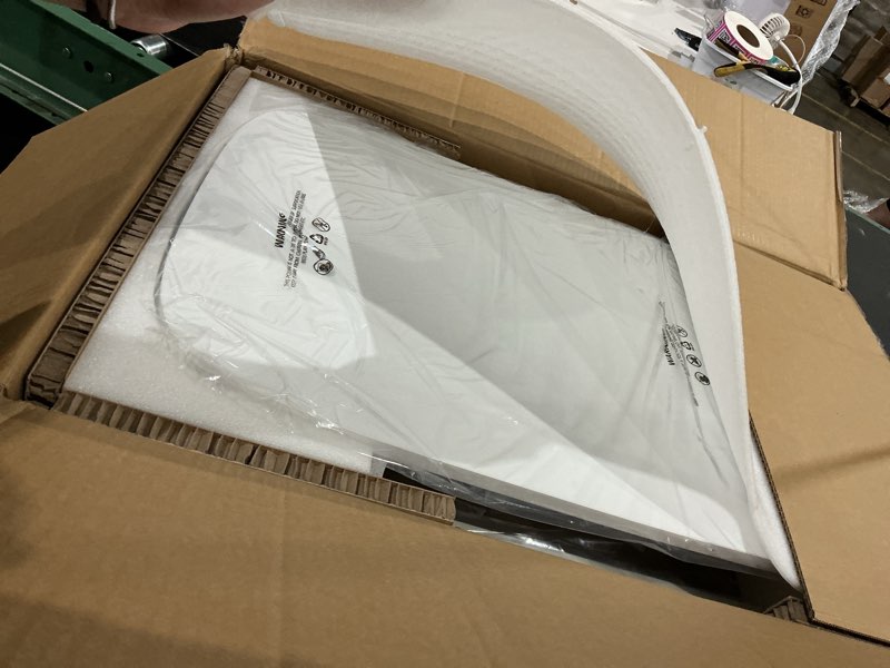 Condition photo showing As Is for muvai overbed bedside table with hidden casters,30 inches adjustable height pneumatic mobile laptop standing desk, rolling computer table for home & hospital use ?white 30" w x 17.7" d