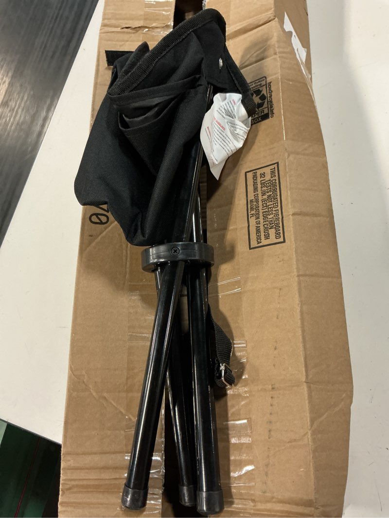 Condition photo showing Good Condition for foldable tripod stool - ultra portable seat for tall people, 20” high - hunting chair & hidden zippered pocket - 2 lb camping stool, 3 legged strong steel stool holds up to 200 lb (black)