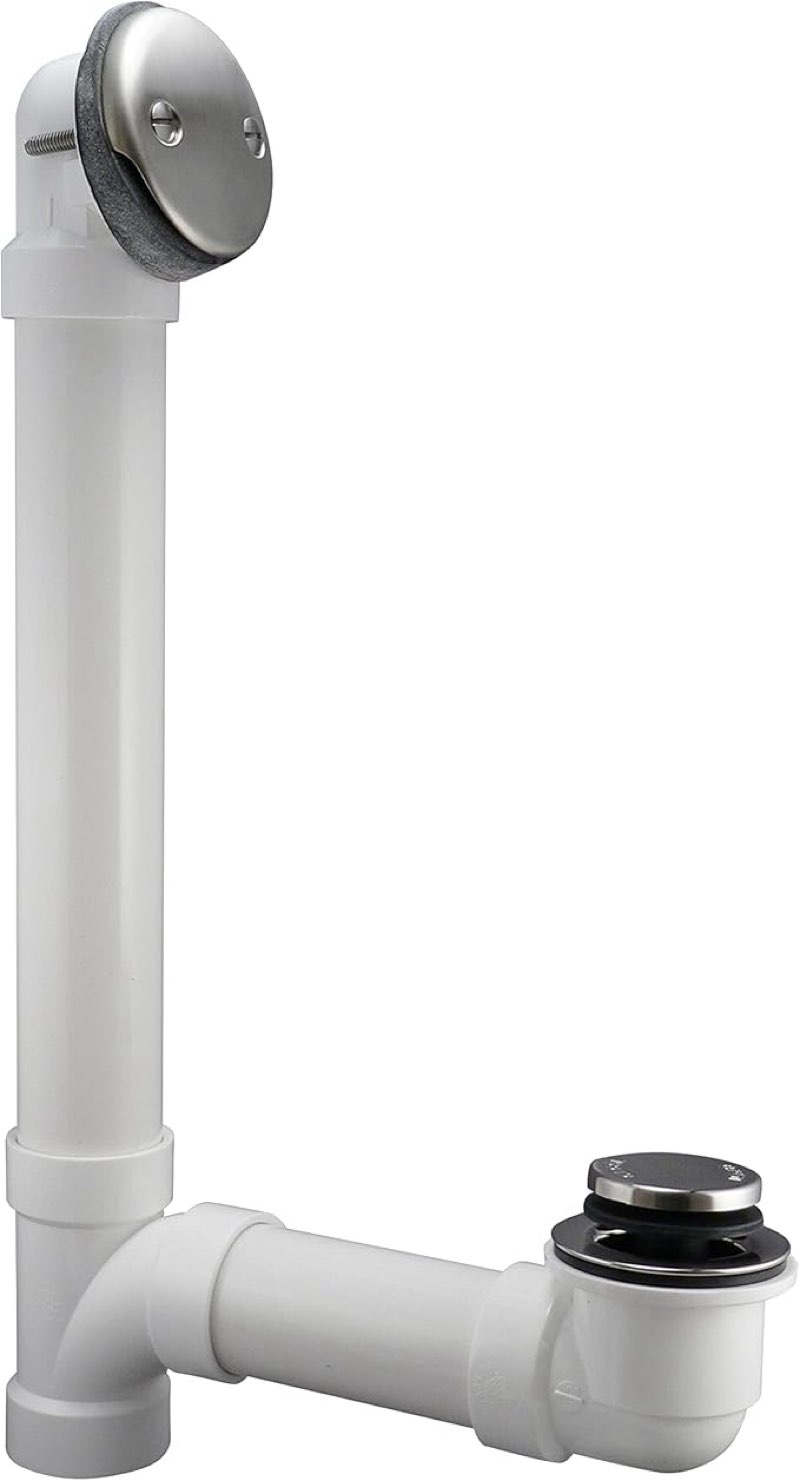 Keeney K630PVCDSBN Foot Lok Stop Bathtub Drain Kit, 1-1/2-Inch Fits All Standard Size Tubs, Brushed Nickel